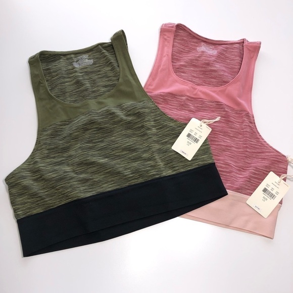 NWT Jasmine & Ginger Marled Green and Pink Seamless Longline 2 Bra Bundle size L - Picture 2 of 11